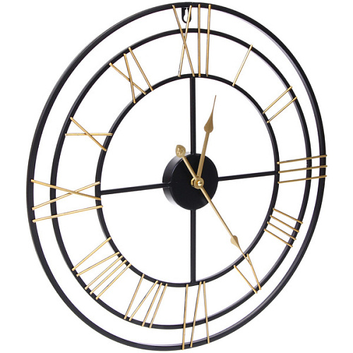 Часы настенные LOFT HOME  50см, желтые цифры_3