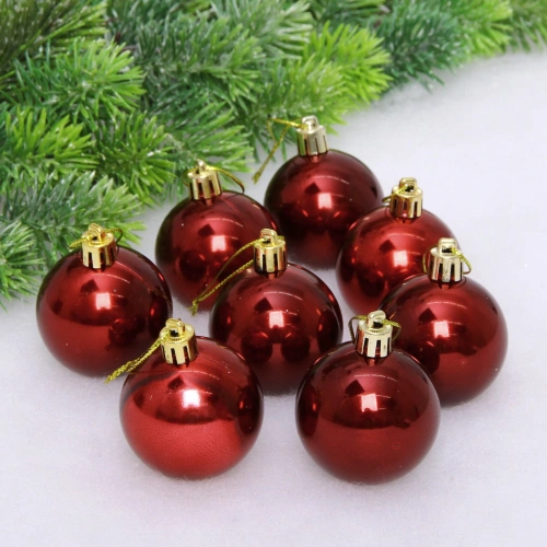 Новогодние шары 5 см (набор 24 шт) "Глянец", темный рубин