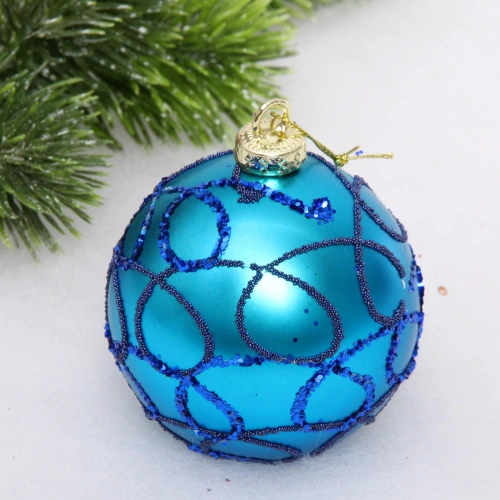 Новогодний шар Сияющие нити" 8 см, Сапфир