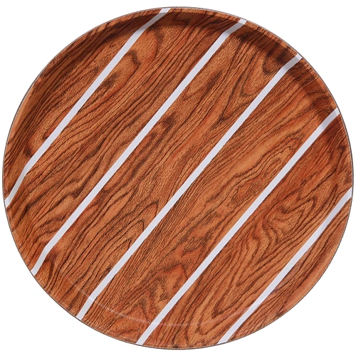 Поднос пластиковый "WOOD" 27,5см белая полоса