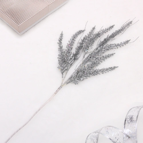 Ветка декоративная "Изящный колос" 75 см, Серебро
